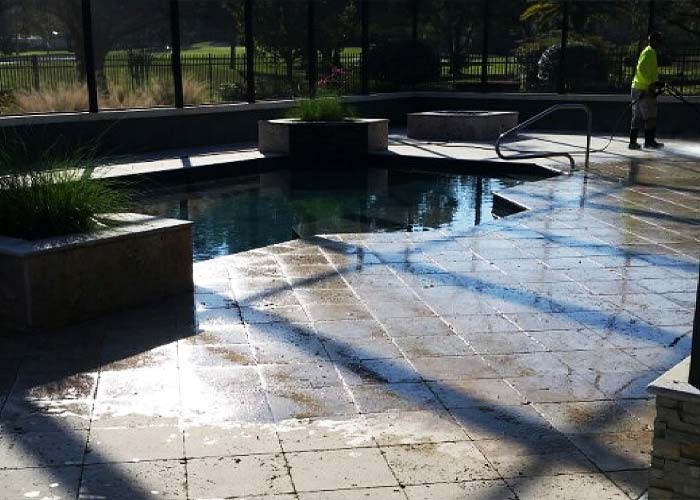 Pool Area Pressure Washing and Soft Washing