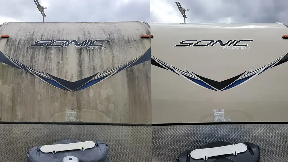 Camping trailer exterior cleaning