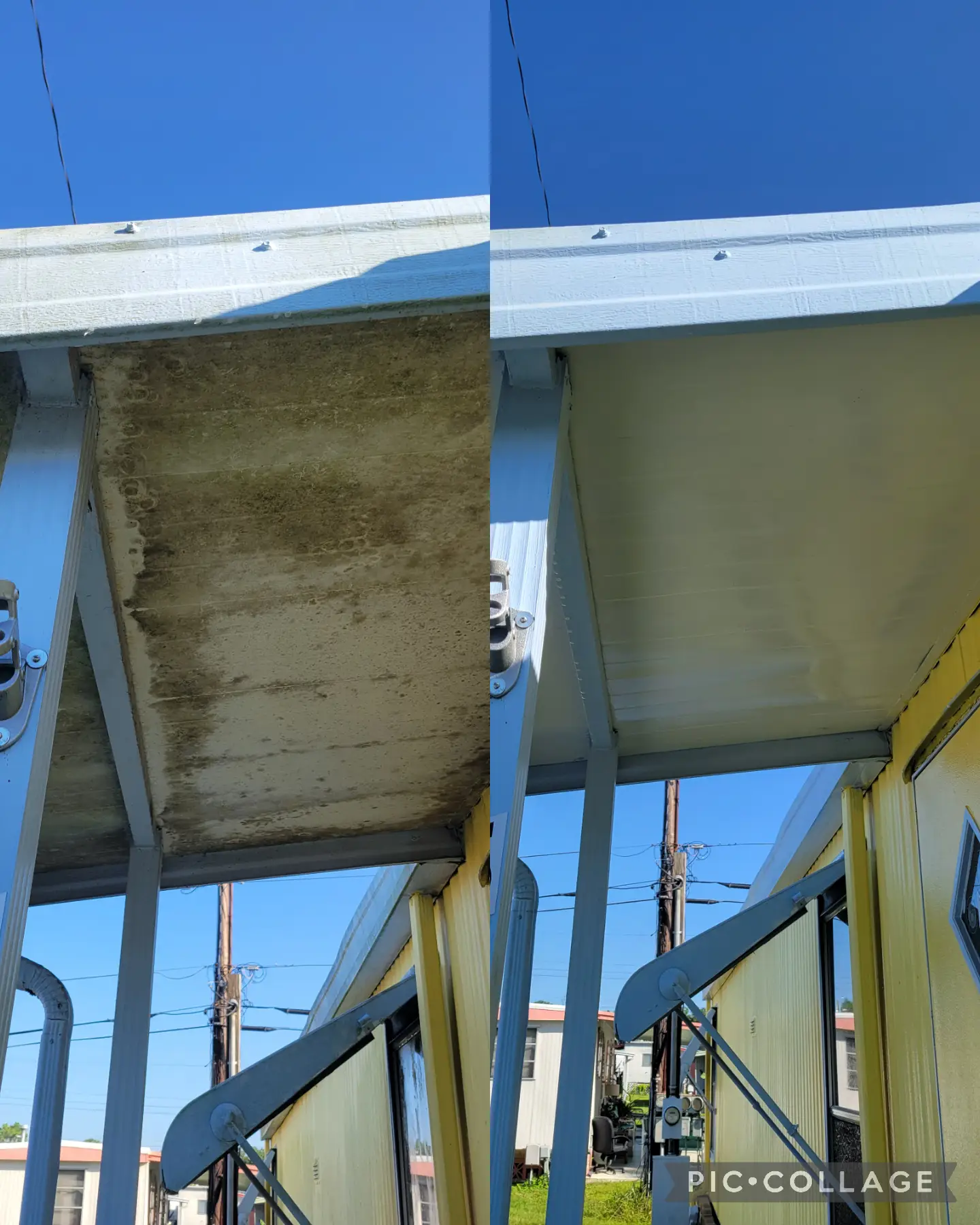 Trailer awning pressure washing