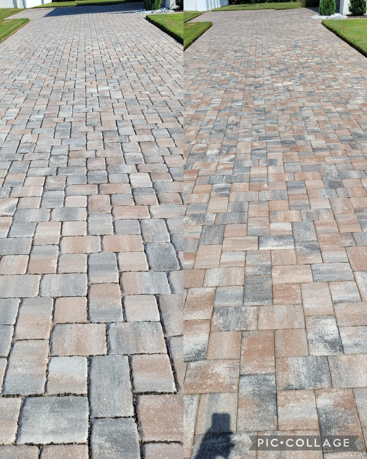 Paver pressure washing before and after