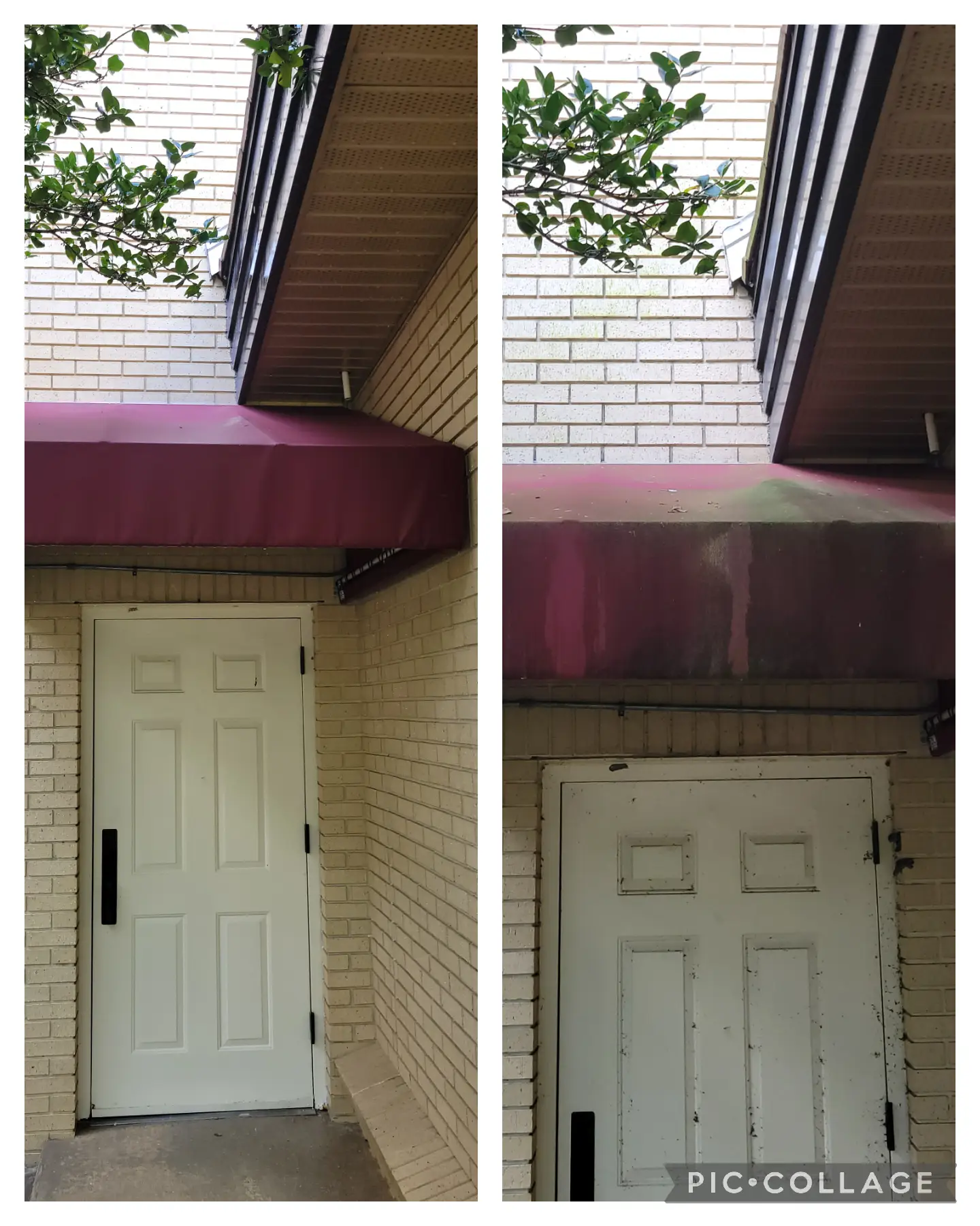 Pressure washing the exterior of a commercial building, removing dirt and enhancing its curb appeal